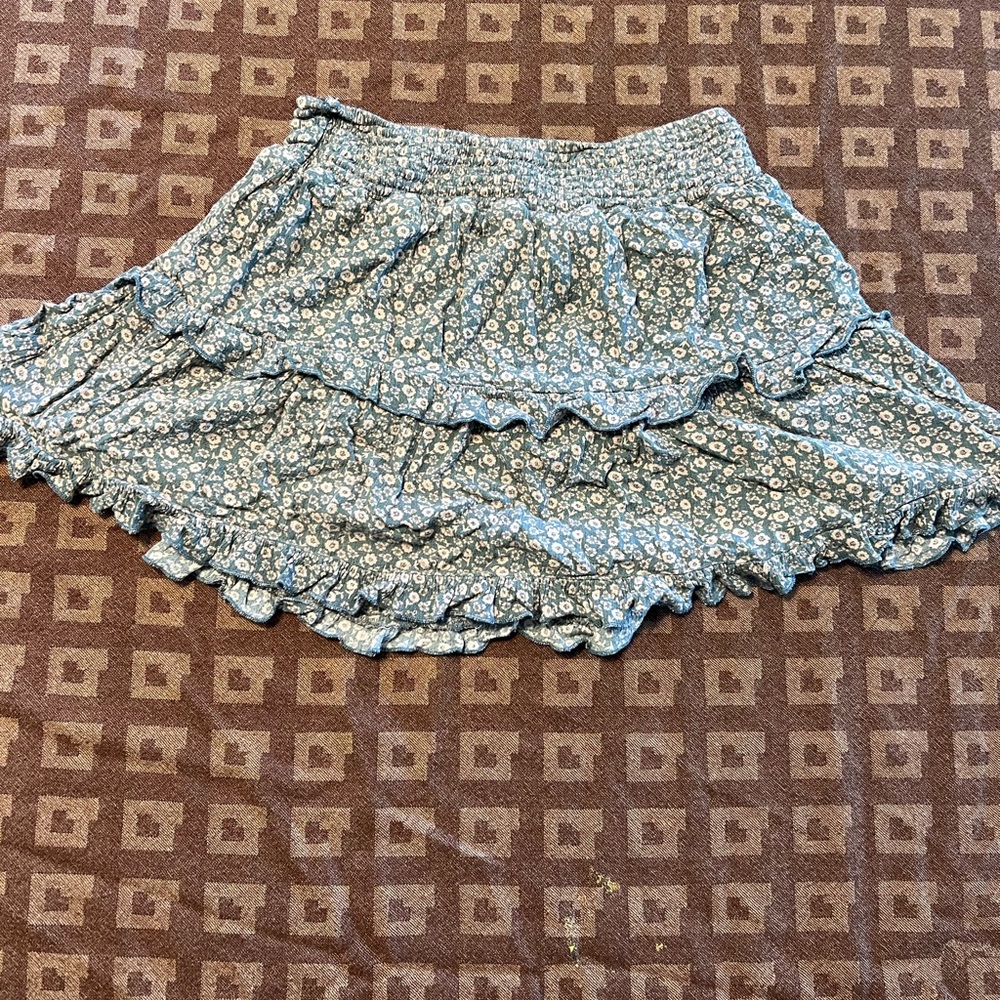 Green and beige flower skirt